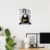 Cat ondersteboven Funny Cartoon Character Poster (Thuiskantoor)