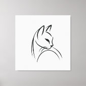 Cat one lijn minimalistisch ontwerp canvas afdruk (Voorkant)