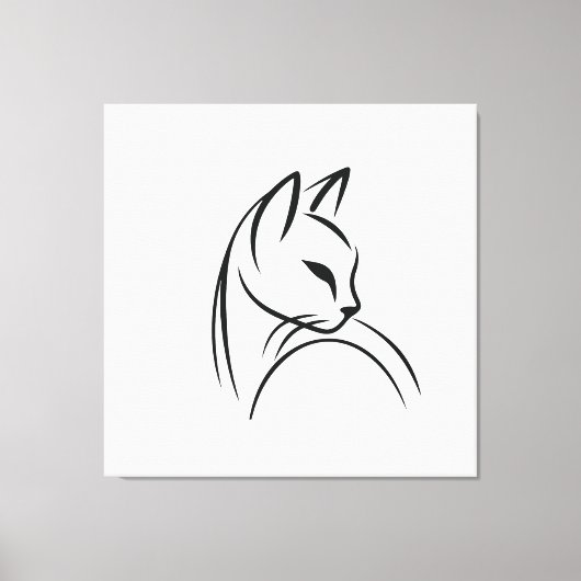 Cat one lijn minimalistisch ontwerp canvas afdruk (Voorkant)