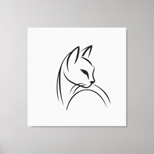Cat one lijn minimalistisch ontwerp canvas afdruk (Voorkant)