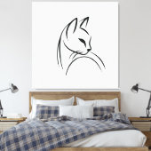 Cat one lijn minimalistisch ontwerp canvas afdruk (Insitu (Slaapkamer))