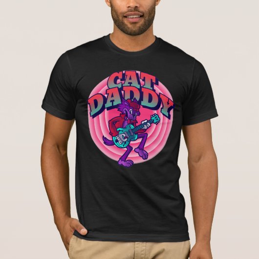 CAT PAPA GRAPPIGE GITAAR MANNEN T-SHIRTS (Voorkant)