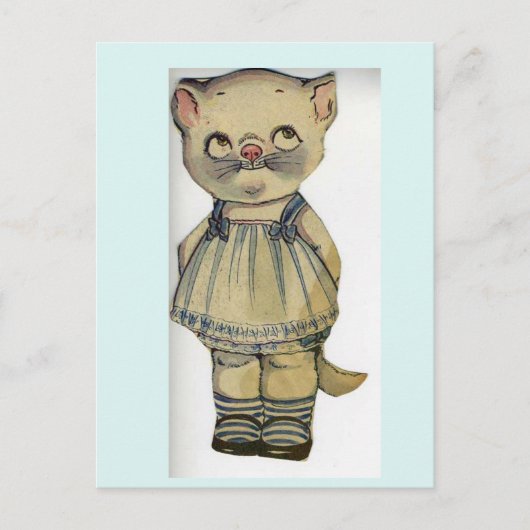 CAT PAPER DOLL CUTE BRIEFKAART (Voorkant)