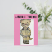 CAT PAPER DOLL CUTE KAT BRIEFKAART (Staand voorkant)