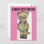 CAT PAPER DOLL CUTE KAT BRIEFKAART (Voorkant / Achterkant)