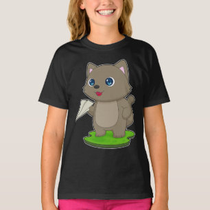 Cat papieren vliegtuig t-shirt