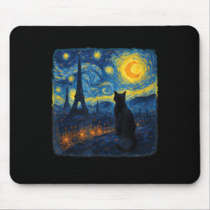 Cat Paris Eiffeltoren Sterrennacht Van Gogh Inspi Muismat