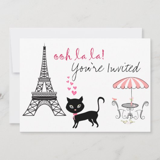 Cat Paris Invitation d'anniversaire (Devant)