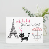 Cat Paris Invitation d'anniversaire (Debout devant)