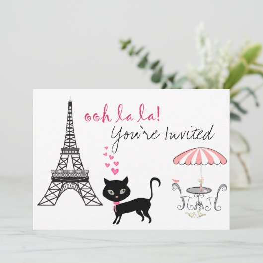 Cat Paris Invitation d'anniversaire (Debout devant)