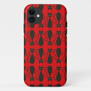 Cat-patroon rode en zwarte Gothic iPhone 11 Hoesje