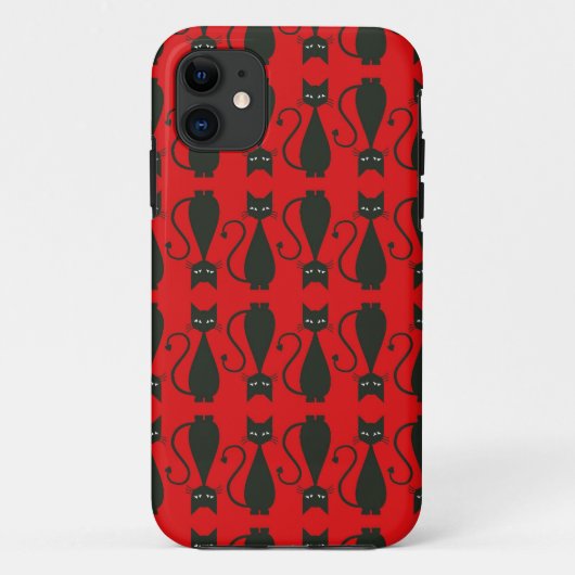 Cat-patroon rode en zwarte Gothic Case-Mate iPhone Case (Achterkant)