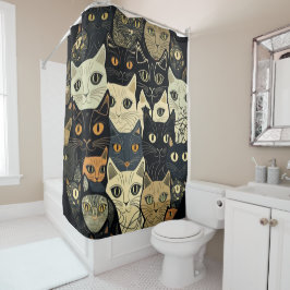 Cat Pattern Artsy Douchegordijn
