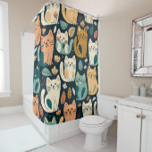 Cat Pattern Artsy Douchegordijn (In situ)