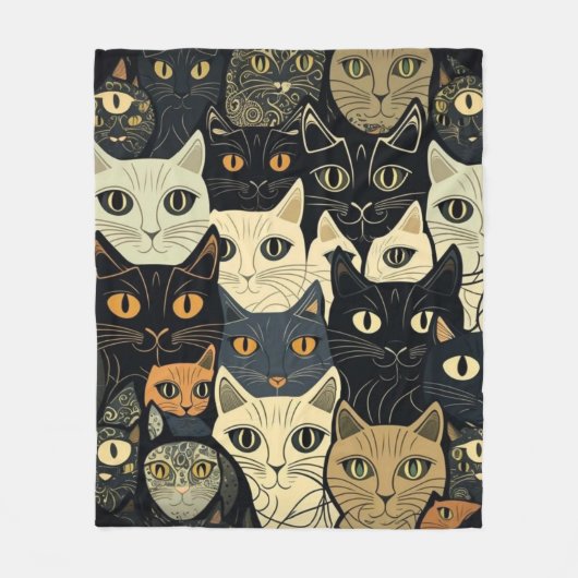 Cat Pattern Artsy Fleece Deken (Voorkant)