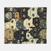 Cat Pattern Artsy Fleece Deken (Voorkant (Horizontaal))