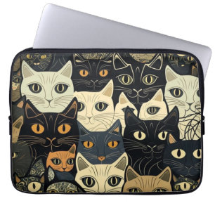 Cat Pattern Artsy Laptop Sleeve