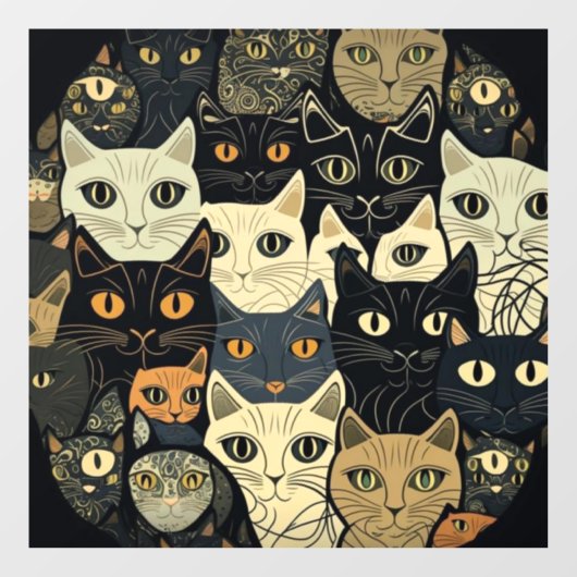 Cat Pattern Artsy Raamsticker (Vel)