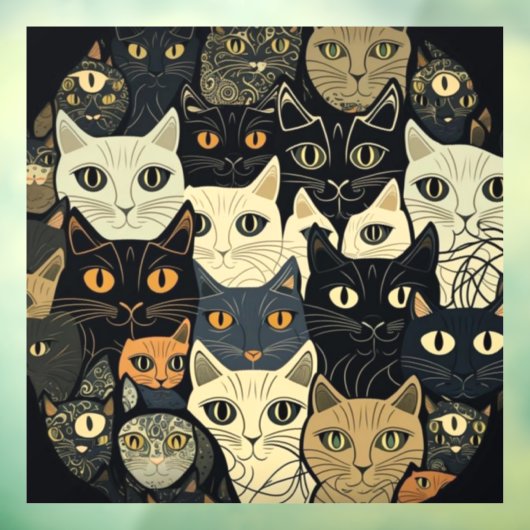Cat Pattern Artsy Raamsticker (Vel 3)