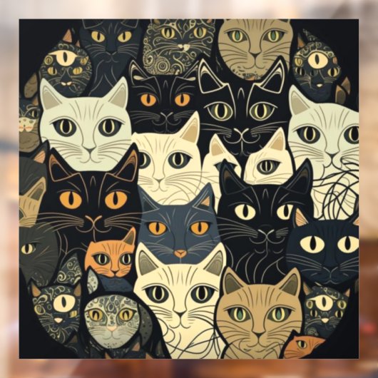 Cat Pattern Artsy Raamsticker (Vel 2)