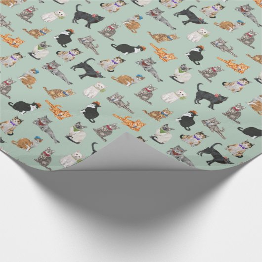 Cat Pattern Cat Katten Cute Dapper Cadeaupapier (Hoek)