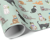 Cat Pattern Cat Katten Cute Dapper Cadeaupapier (Rol Hoek)