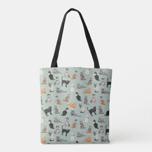 Cat Pattern Cat Katten Cute Dapper Draagtas (Achterkant)