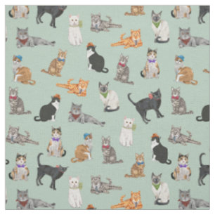 Cat Pattern Cat Katten Cute Dapper Stof