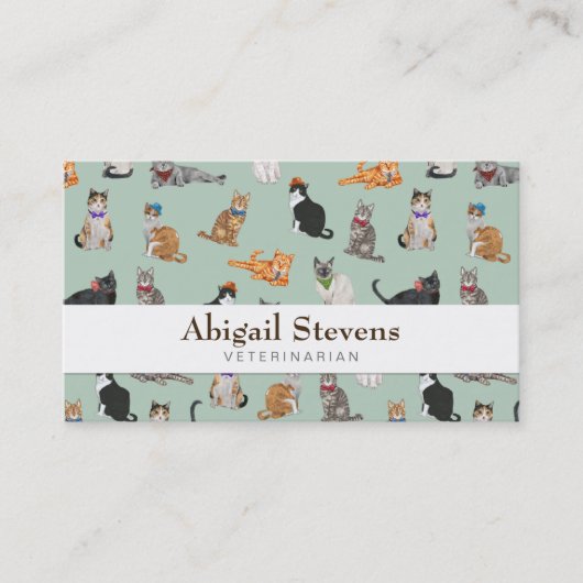 Cat Pattern Cat Katten Cute Dapper Visitekaartje (Voorkant)