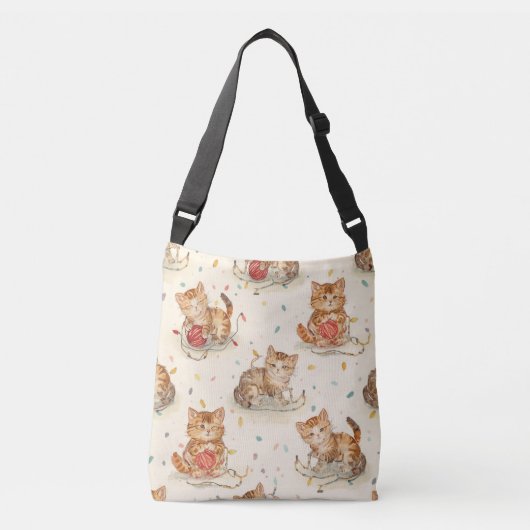 cat pattern christmas crossbody tas (Voorkant)