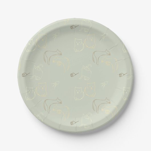 Cat Pattern Party Plate Papieren Bordje (Voorkant)