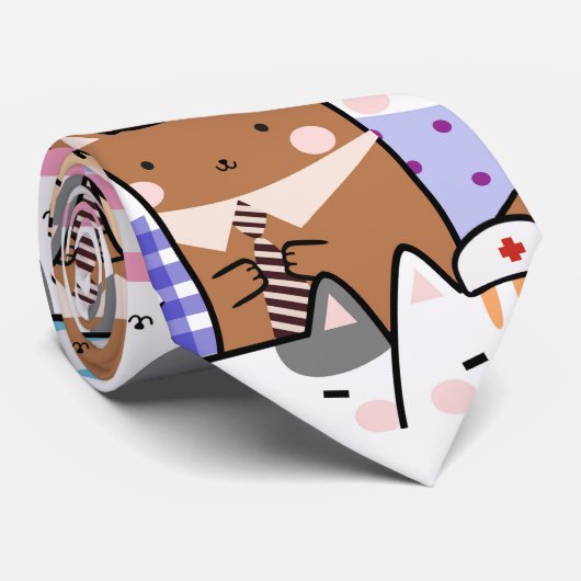 Cat Pattern Stropdas (Opgerold)