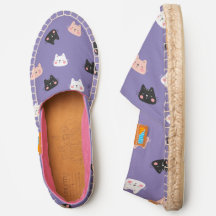 Cat Pattern Vrouwen Paarse Canvas Espadrilles Scho