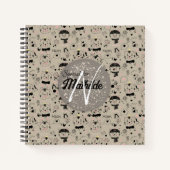 Cat Patterns Monogram Gepersonaliseerd Uniek Kinde Notitieboek (Voorkant)