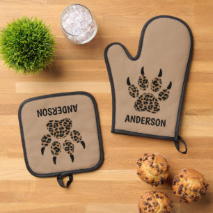 Cat Paw Gepersonaliseerde Oven Mitt & Pot Houder S Ovenwant & Pannenlap Set