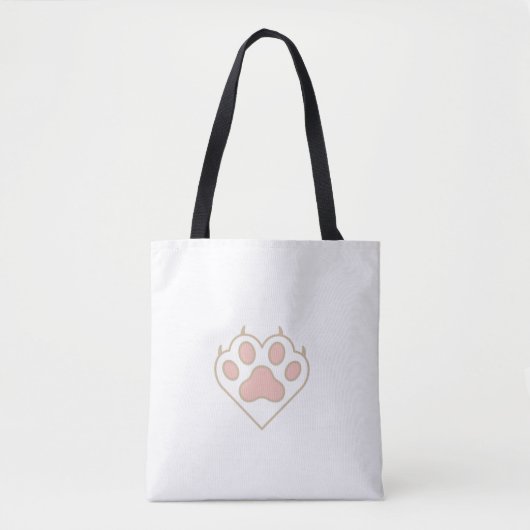 Cat Paw Heart Love Tote Bag (Devant)