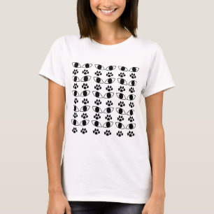 Cat Paw Print Black en White T-shirt