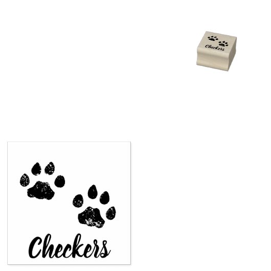 Cat Paw Print Custom Name Signature Wood Rubberstempel (Gestempeld)