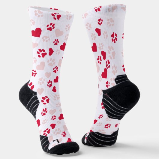 Cat Paw Print & Heart Shape Patroon Sokken (Gebogen)