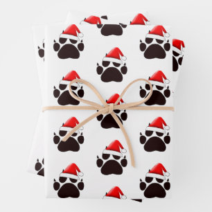 Cat Paw Print Kerstman Hoed Kerstmis Inpakpapier Vel
