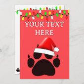 Cat Paw Print Kerstman Hoed Kerstverlichting Feestdagenkaart (Voorkant / Achterkant)