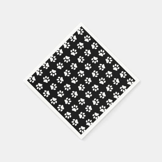 Cat Paw Print Pattern Black and White Birthday Servet (Hoek)
