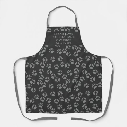 Cat Paw Print Pattern Funny Pet Lover's Schort (Voorkant)