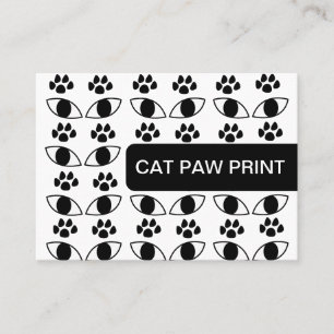 Cat Paw Print Pet Care Black en White Visitekaartje