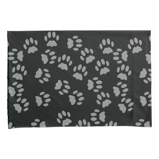 Cat Paw Prints Patroon Zwart en Grijs Kussen Hoesj Kussensloop (Voorkant-Rechts)
