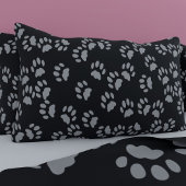 Cat Paw Prints Patroon Zwart en Grijs Kussen Hoesj Kussensloop