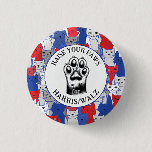 Cat Paw voor Harris/Walz Design Ronde Button 3,2 Cm