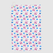 Cat Paws Hearts Hand Drawn Pattern Pink Blue Golfhanddoek (Voorkant)