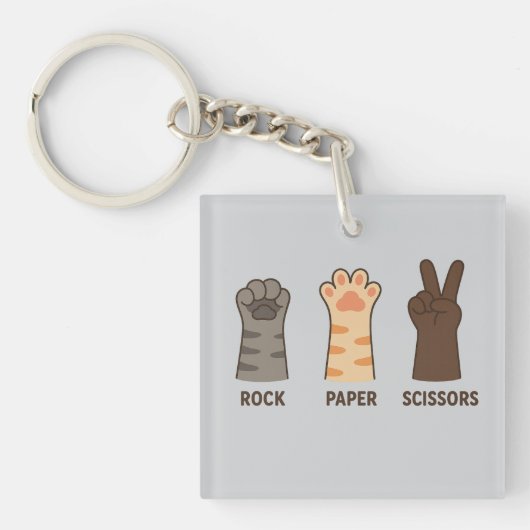 Cat Paws Rock Papieren Schaar Sleutelhanger (voorkant)