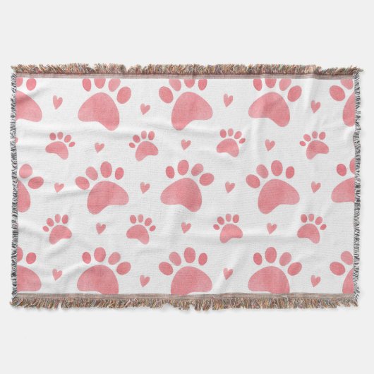 Cat Paws Waterverf Patroon Deken (Voorkant)